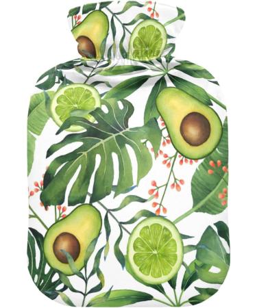 NAANLE Watercolor Heat Bottle - 2L Transparent Hot Water Bottle with Palm Leaf & Avocado | Large Hand & Foot Warmer for Pain Relief & Therapy - Buy Online on GoSupps.com