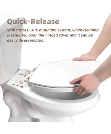 Elongated Toilet Seat  Quick-Release Hinges  Slow Close  Heavy Duty  Never Loosen  Aviation Material  White(18.5) White Elongated - Buy Online on GoSupps.com