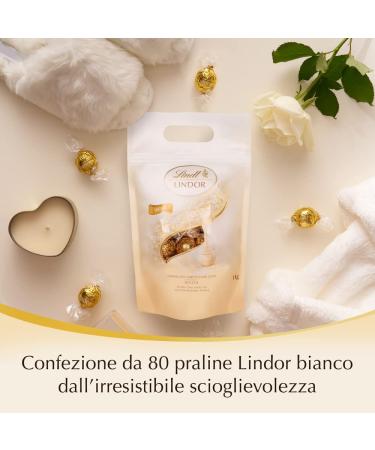Lindt Lindor White Chocolate Balls - 1kg Large Pack | Delicately Melting Filling | Perfect Chocolate Gift | International Shipping Available - Buy Online on GoSupps.com