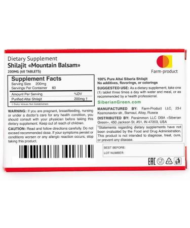 Shilajit Mumiyo Altai Mountain Balm 60 tablets of 0.2 g 100% NATURAL Product - Buy Online on GoSupps.com