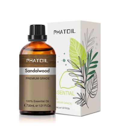 PHATOIL Sandalwood Essential Oil 30ML Premium Grade Pure Essential Oils for Diffusers for Home Perfect for Aromatherapy Diffuser Humidifier Candle Making Sandalwood 30 ml (Pack of 1)