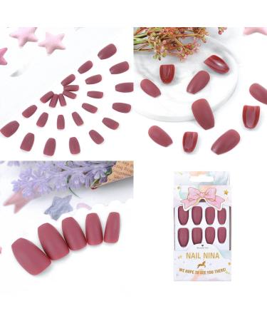 Sethexy 24-Piece Matte Ballerina Red Acrylic Nail Tips - Coffin Shape - Complete Cover for Women & Girls - Buy Online on GoSupps.com