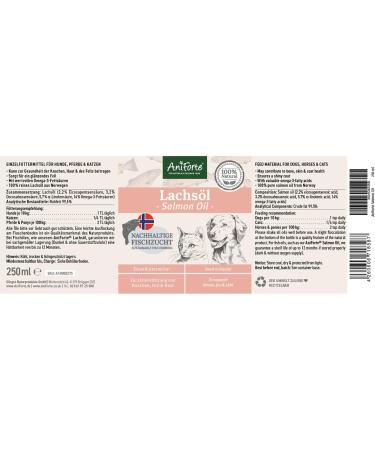 Aniforte Nature Salmon Oil for Dogs & Cats 250ml | Norwegian Omega 3 Oil for Skin & Hair - All-Natural No Artificial Additives - Buy Online on GoSupps.com