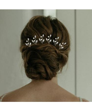 Silver Rhinestone Crystal Bridal Hair Pins - 6pcs Wedding Hair Accessories - Buy Online on GoSupps.com