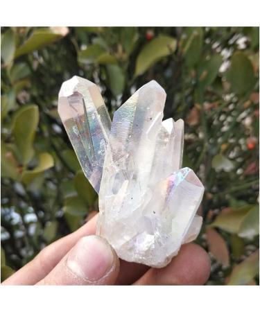 Crystal Natural White Angel Aura Crystal Cluster Electroplating Titanium Coating Quartz Cluster Stone Home Collections - Buy Online on GoSupps.com