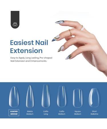 Beetles Almond Medium Shape Gel Nail Tips Refill Pack - 200pcs Size 3 Gelly Tips for Salon and DIY Nail Extensions - Buy Online on GoSupps.com