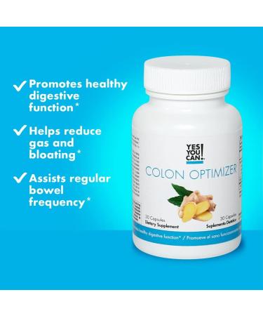 Yes You Can! Probiotics Colon Optimizer - Organic Gut Health Supplement with Ginger & Peppermint, 30 Capsules - Buy Online on GoSupps.com