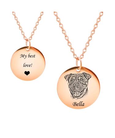 Hooami personalized chain necklace men with personalized dog cat pet pendant personalized jewelry chains 3 rose gold