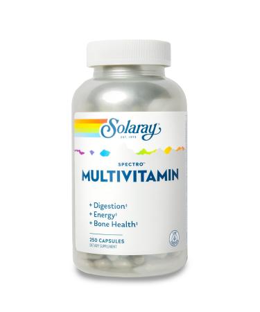 SOLARAY Spectro Multivitamin with Iron - Multi Vitamin with Calcium Magnesium Energizing Greens Herbs & Digestive Enzymes - Digestion Energy and Bone Health Support (41 Serv 250 CT) 42.0 Servings (Pack of 1)
