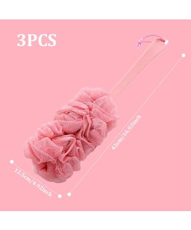 3 Packs Loofah on a Stick - Soft Netting Shower Back Scrubber for Gentle Exfoliation | Dense Foaming Shower Brush for Men & Women - International Shipping - Buy Online on GoSupps.com