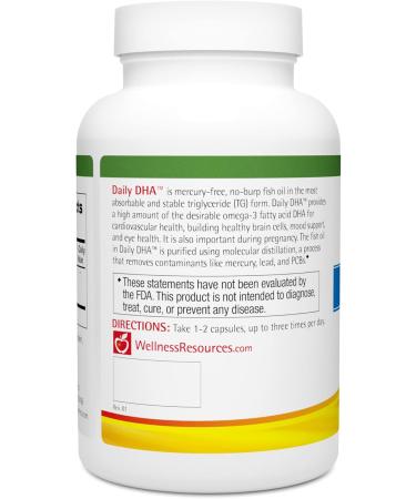 Wellness Resources Daily DHA - Highest Potency & Purity DHA Fish Oil in TG Form (180 Capsules) 180 Count (Pack of 1) - Buy Online on GoSupps.com