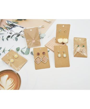 Yuronam 120 Set Earring Holder Cards with Self Sealing Bags & Earring Backs | Necklace Display Cards (Kraft, 3.5 x 2.3 Inches) - Buy Online on GoSupps.com