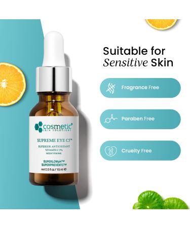 Supreme Brightening Eye Serum - 5% Vitamin C Hyaluronic Acid & Asiatic Acid | 15 mL | Enhance Your Radiance - Buy Online on GoSupps.com