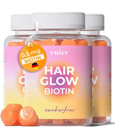Yuicy biotin hair gummy bears - 180 pcs. Extremely delicious & sugar -free hair vitamins - 10mg biotin rubber high -dose for hair growth skin & nails - hair glow 180 pieces - 3 -pack sugar -free