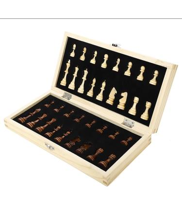 Chess Set Wooden Magnetic Portable Folding Chess BOAD Game Toys Indoor Outdoor Entertainment Items Board Game (Size : 34cm) (34cm)