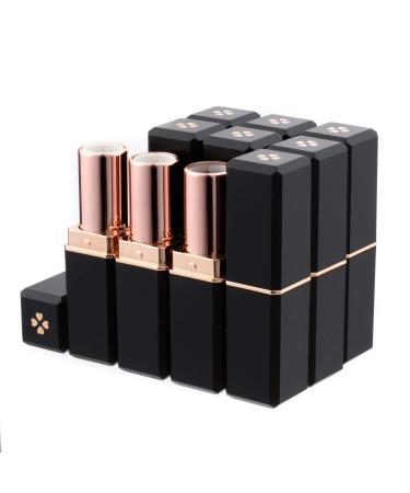 Allwon 10Pcs Black Empty Lipstick Tubes DIY Lip Balm Container (Square Tube)