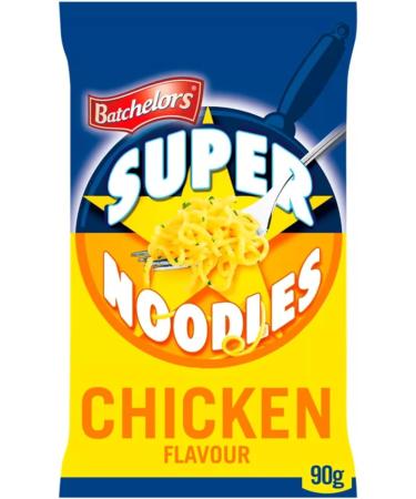 Batchelors Instant Super Noodles Variety Pack - 8 x 90g 2 Beef 2 Chicken 2 Curry 2 Bacon - Quick & Tasty Noodle Selection for Meals on the Go - Buy Online on GoSupps.com