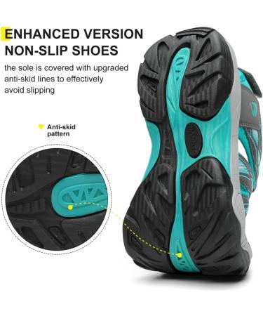 DANNTO Women's Sports Sandals - Closed Rubber Hiking & Trekking Sandals for Outdoor Summer Travel - EU Size 39 Gray Blue - Buy Online on GoSupps.com