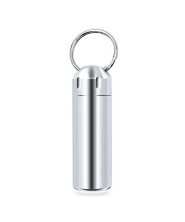 SHD Pill Box Keychain Waterproof Single Chamber Stainless Steel Pill Organizer for Outdoor Travel Camping