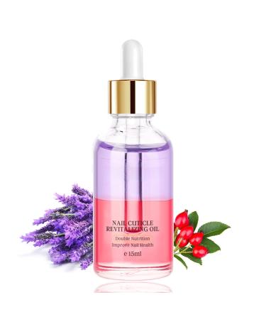 Nail Oil Cuticle 15ml with Vitamin E & B Cuticle Oil for Nails Jojoba Nail Cuticle Oil Nail Oil Soothe Moisturize with Dropper Design for Dry Rough Nail Care Repair (Lavender&Rosehip)
