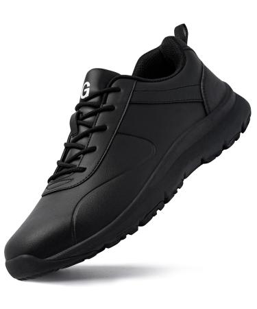 Tinefiy Waterproof Work Shoes for Men Food Service Comfortable and Lightweight Walking Sneakers Non Slip Kitchen Shoes Working Footwear 9 Black01