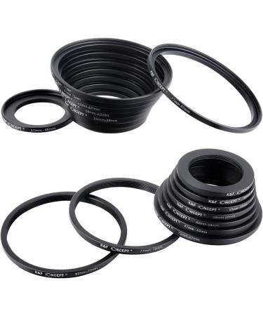 K&F Concept 18-Piece Filter Ring Adapter Kit - Metal Stepping Rings Set for Camera Lens Filters (Black) - Buy Online on GoSupps.com