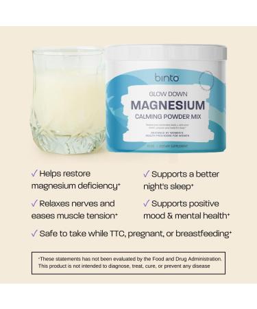 Binto Glow Down - Berry Vanilla Magnesium Drink Mix for Better Sleep & Stress Relief | 60 Day Supply, Made in USA, Sugar-Free & Gluten-Free - Buy Online on GoSupps.com