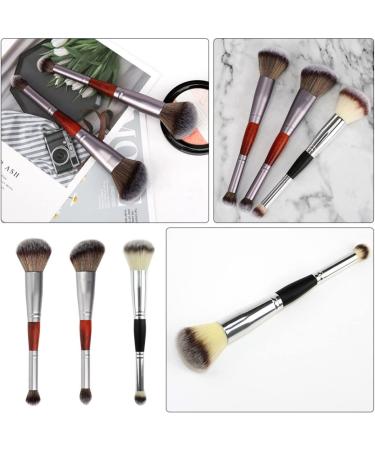 Hemoton 3pcs Double-ended Makeup Brush Blush Brush Cosmetic Supplies Makeup Blush Make up Kit Wooden Handle - Buy Online on GoSupps.com