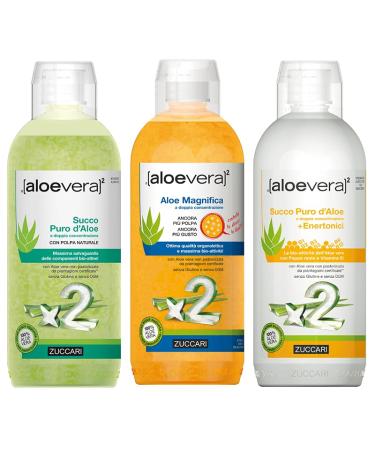 Zuccari Aloe Vera Juice 3 Packs of 1000 ml Pure + Beautiful + Energetic