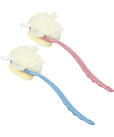 EAONE 2 Pack Back Scrubber for Shower, Bath Sponge Shower Body Brush with Bristles and Loofah, Back Brush Long Handle for Shower Exfoliating Body Brush for Men and Women,Wet or Dry (Blue&Pink) Pink / Blue