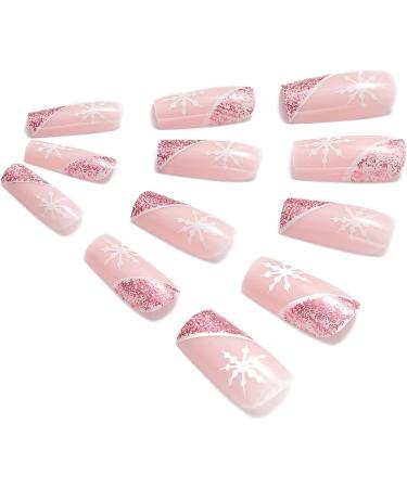 Vatocu Christmas Short Red Press on False Nails - Snowflake & Snowman Design (24pcs) - Buy Online on GoSupps.com