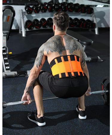 Upgraded Back Brace Lumbar Support Belt | Adjustable Lower Back Pain Relief & Waist Trainer | Sport Girdle for Gym (Orange - Buy Online on GoSupps.com