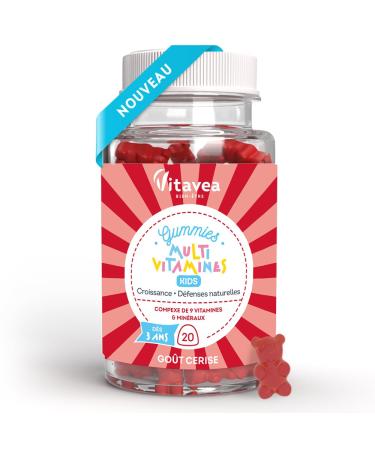 Vitavea - Multivitamins Kids Gummies Food Supplement for Growth Natural Defenses Vitamin C Vitamin D Iodine Zinc Ages 3 years and above 20 Gummies Cure for 10 to 20 days Made in Europe