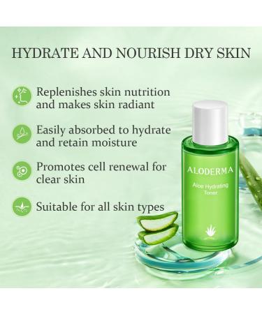 Aloderma Signature Aloe Hydrating Set - 5 Pieces - Aloe Vera Gel Cleanser Toner Serum Cream - Buy Online on GoSupps.com