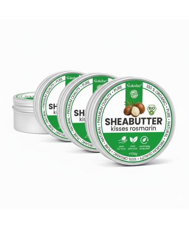 Nakobe Kisses Organic Shea Butter Rosemary 100g - Foot balm with rosemary essential oil beeswax and almond oil - Care for heavy and tired feet - Made in the