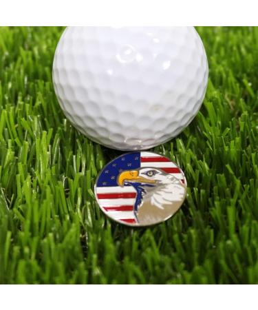 PINMEI Colorful Golf Ball Markers with Silver Hat Clip - USA Flag Eagle Design - Buy Online on GoSupps.com