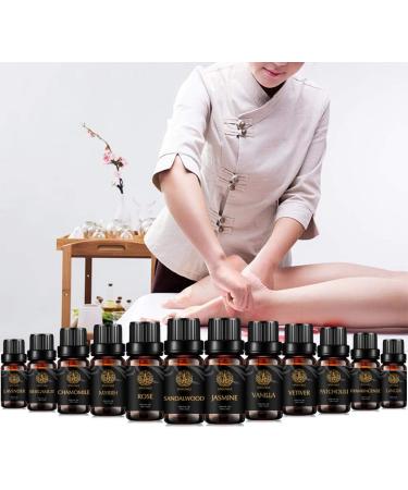 Pure Aromatherapy Essential Oil Set - Vanilla Rose Jasmine Sandalwood & More - 12x10ml Therapeutic Grade Diffuser Oils for Home - Buy Online on GoSupps.com