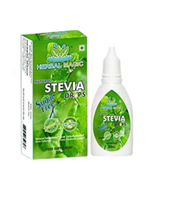 Herbal Magic's Pure & Natural Liquid Stevia Drops Sweetener - Free from PRESERVATIVES/ADDITIVES - 20ml