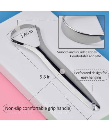 Dual Pack Tongue Cleaner Set for Adults & Children - Stainless Steel Tongue Scraper with Mini Hook - Best Oral Hygiene Tool - Buy Online on GoSupps.com