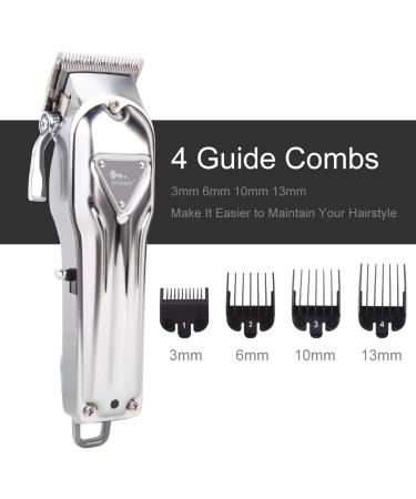 Electric Cordless Hair Clippers with Rechargeable Beard Trimmer - Grooming Kit for Men and Women | Silver | 4 Guide Combs - Buy Online on GoSupps.com