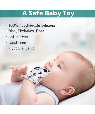 BPA-Free Panda Teething Mitts - Infant Teething Toy with Travel Bag (1 Pair) - Buy Online on GoSupps.com