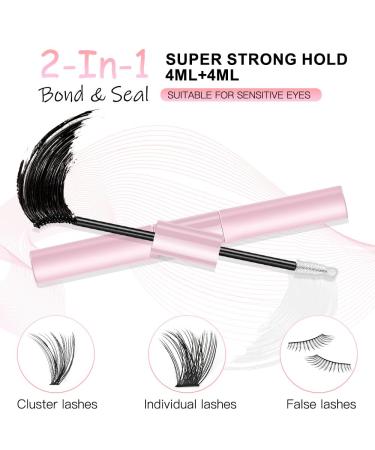 Lash Bond and Seal Cluster Eyelash Glue - Strong Hold, Latex-Free, Waterproof Adhesive for DIY Eyelash Extensions | LOPHE 2-in-1 Sealant Mascara - Buy Online on GoSupps.com