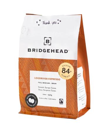 Bridgehead Coffee- Logdriver Espresso | Full Medium Coffee | Whole Bean Coffee | 340 g - 12 oz each | Organic | Fairtrade | Sustainable | proudly Canadian Logdriver 340 g (Pack of 1)