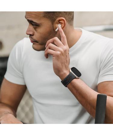 Upeak Sports Bracelet for Fitbit Versa 3 Versa 4 Sense & Scythe 2 - Breathable Silicone Replacement Bands for Men & Women - Charcoal/Black - Buy Online on GoSupps.com