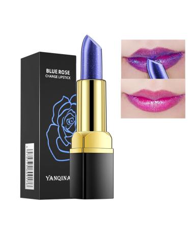 paminify Blue Shimmer Lipstick Labiales Magicos Color Changing Lipstick Magic Lazy Lipstick Temperature Nutritious Lip Balm(Blue Changed into Pink) Lips Moisturizer Stain Color Change For Women color change lipstick