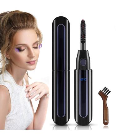 Heated Eyelash Curler Electric Eyelash Curler USB Rechargeable Eyelash Brush with LED Display 3 Temperature Gears 10S Quick Heating for Girls Women Gift