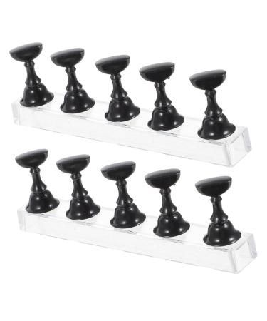POPETPOP 2 Sets Nail Checkerboard Nail Stand Display Press on Nail Kit Nail Holder for Painting Nails Press on Nail Stand Nail Display Stand Nail Tips Holder Japanese Acrylic Rack Bracket 2.5x1.4x1.4cm Black