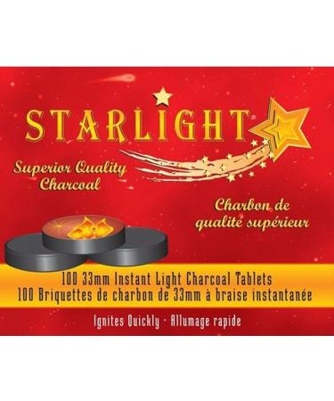 100 Pcs STARLIGHT Hookah Charcoal Quick Lite Shisha coal Incense 10 Rolls