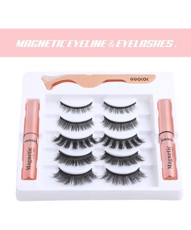Ggokok 5 Pairs Reusable Magnetic Eyelashes & 2 Tubes of Eyeliner Kit - No Glue Needed - Style 1 - Buy Online on GoSupps.com