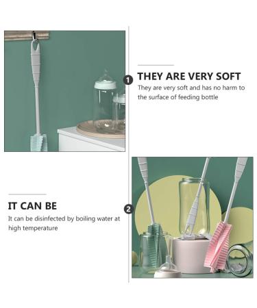 Toyvian Silicone Bottle Brush Set - 2pcs 360 Rotating Baby Bottle Cleaners | Pink & Green Nipple & Pacifier Cleaning Brushes - Buy Online on GoSupps.com